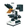 Microscope, trinocular, 25X, 40X-fluorescence, achromatic; 4X, 10X, 40X, 100X-brighfield, plan achromatic objective, infinity optics, 1 each