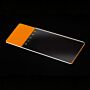 Microscope slide, frosted: one end, 1 side, 90 degree ground edges, safety corners, orange, 72/box, 20 boxes/case
