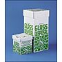 COVER FOR GLASS DISPOSAL CARTON, WHITE W/GREEN PANEL, 1/each