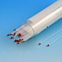 Capillary tube, plastic, sodium heparinized, red tip, 100/vial, 10 vials/case