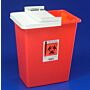 Sharps Container, 8 Gallon, Red, Hinged Lid, 10/cs