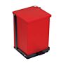 Step-on can, 8 gallon, baked epoxy steel, red, 21"Hx11.75"Wx13"D, 1 each