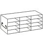 Upright freezer rack, for plastic storage boxes, 3x4=12 place, 1 each