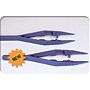 Forceps, pointed-end, 130mm, ABS, self-sprung, blue, 100/pack